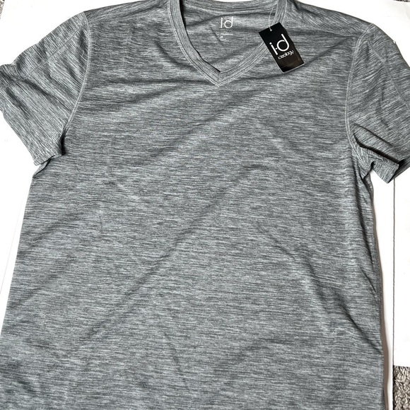 New Id Ideology Birdseye Mesh V-Neck T-Shirt Color Stormy Heather L - Picture 5 of 7